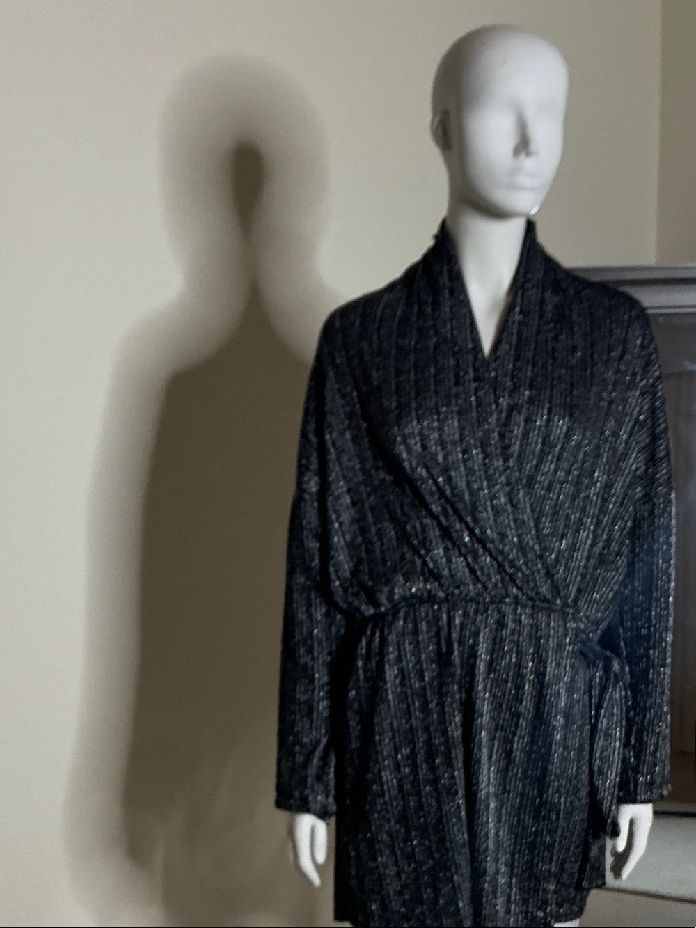 Biba Black Metallic Wrap Dress Jacket